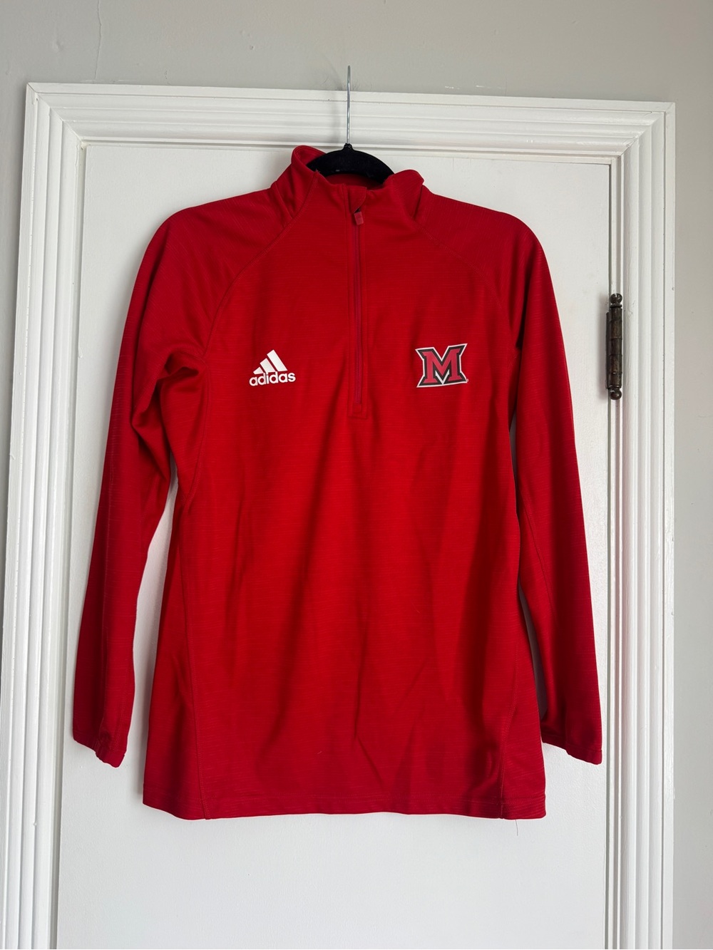 Adidas women 1/4 quarter zip long sleeve shirt Miami university redhawks medium